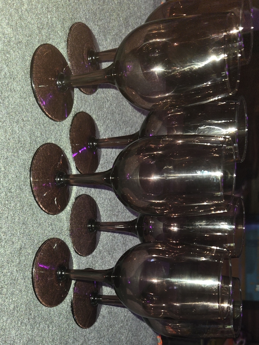Vintage Libbey Deep Smoky Amethyst Purple Wine Glasses - Set of 7